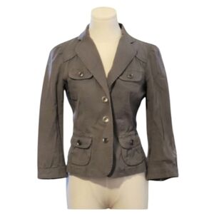 LOFT Gray Button Down Utility Pocketed Suit Blazer Jacket Size Extra Small